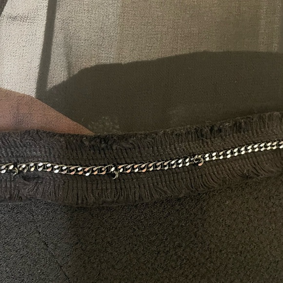 Sandro Paris Rapprochement Mesh and Chain Detail Textured Frayed Trim Mini Dress - Picture 9 of 12